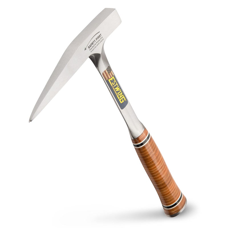 ESTWING Rock Pick - 13 oz Geology Hammer with Milled Face & Genuine Leather Grip - E13PM, Brown - Image 1